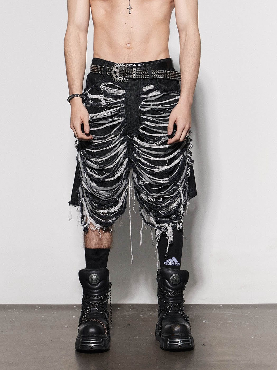 Skeleton Ripped Denim Shorts