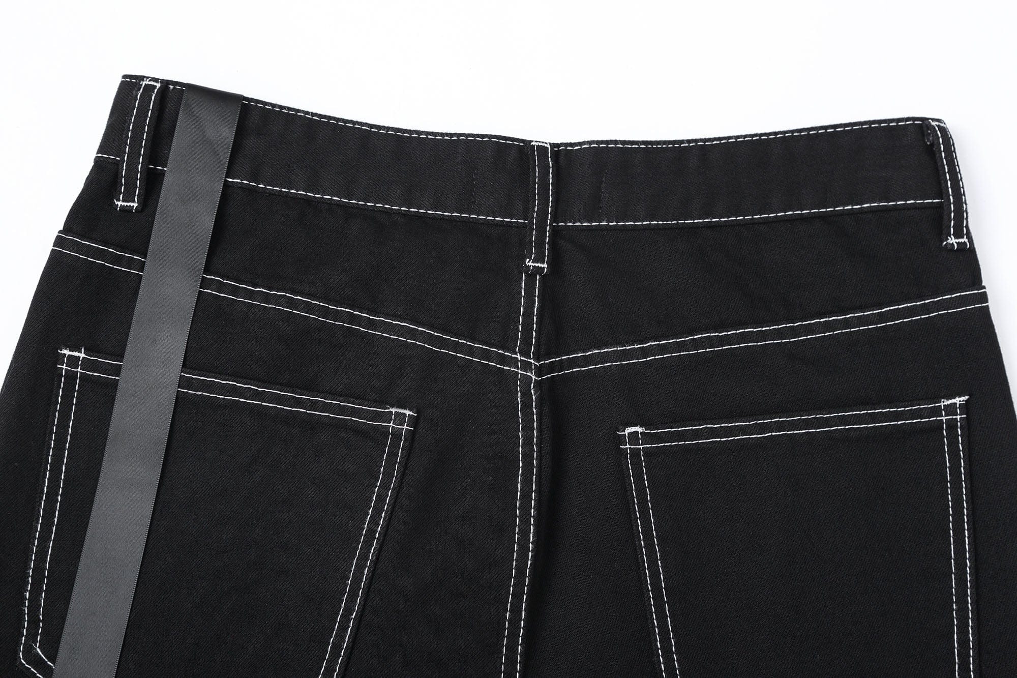 Black Flared Jeans with Contrast White Stitching