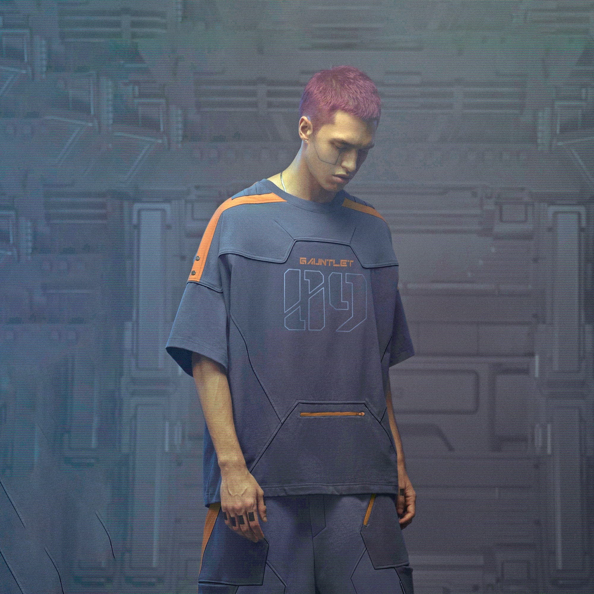 Cyberpunk Gaming Tee Dark Orange