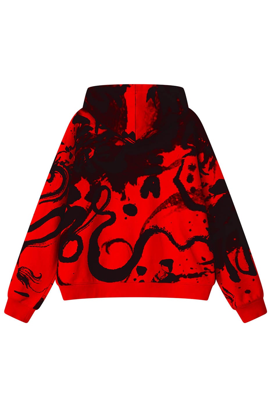 Chinese Calligraphy Print Zip-Up Hoodie