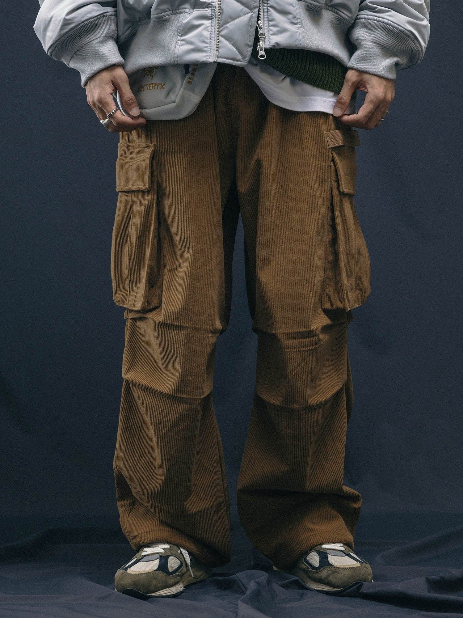 Corduroy Crinkled Cargo Pants