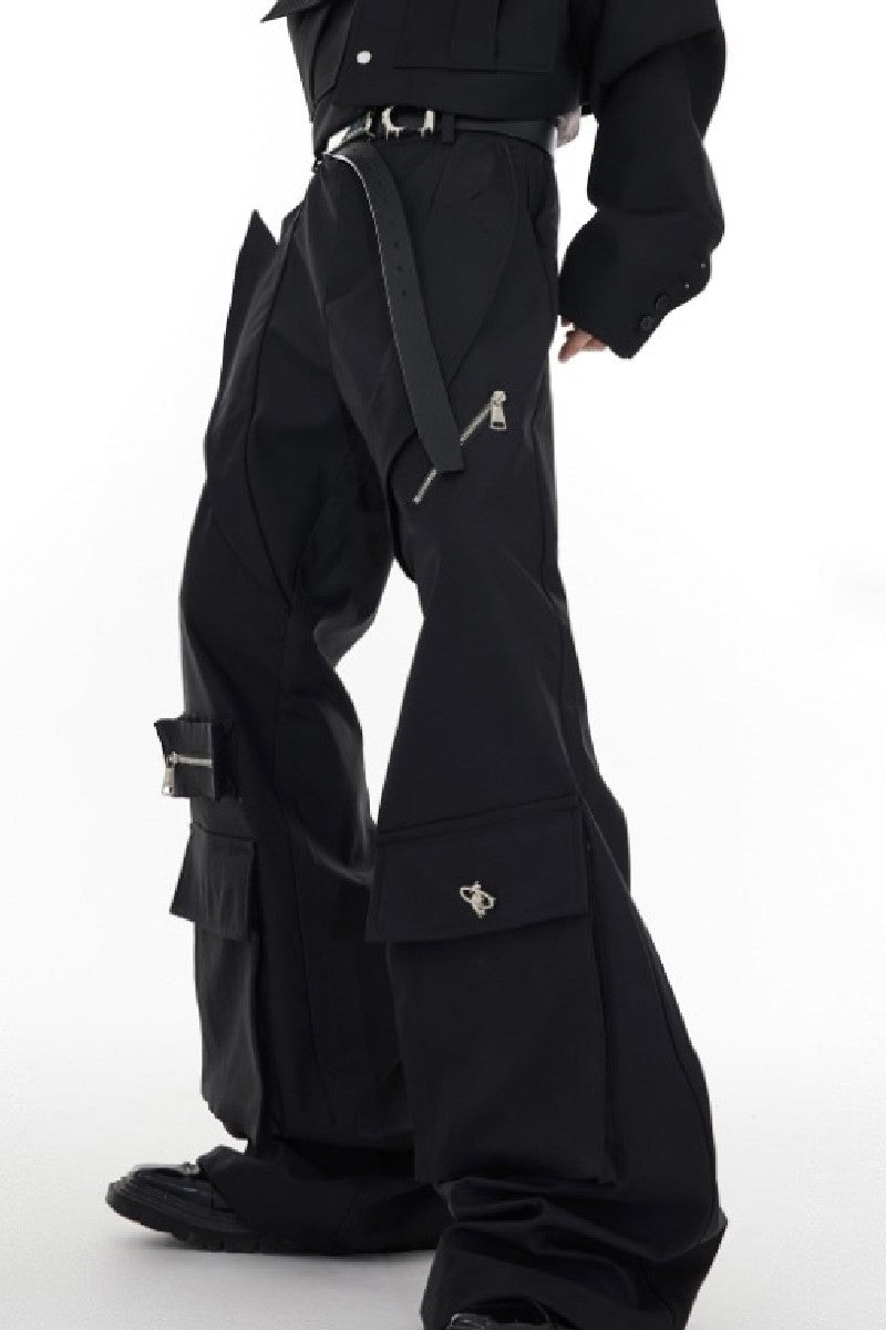 Multi Pocket Flared Trousers - chiclara