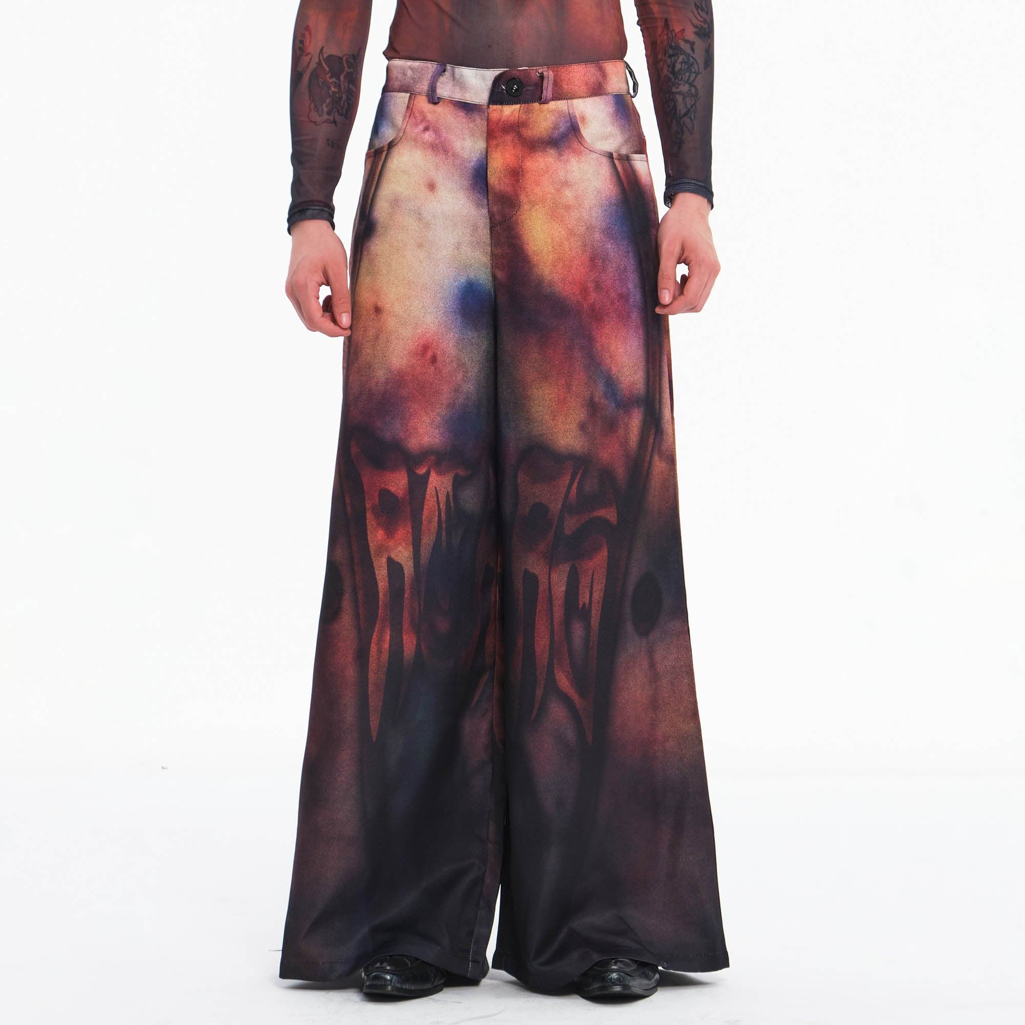 Wide-Leg Graffiti Airbrush Pants