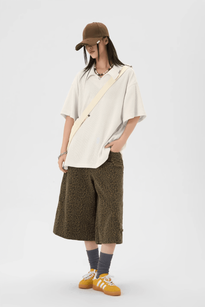 Leopard Print Baggy Shorts for Work - chiclara