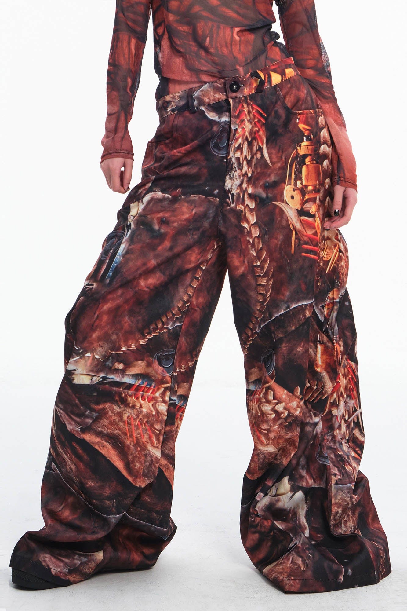 Wide-Leg Monster Print Trousers
