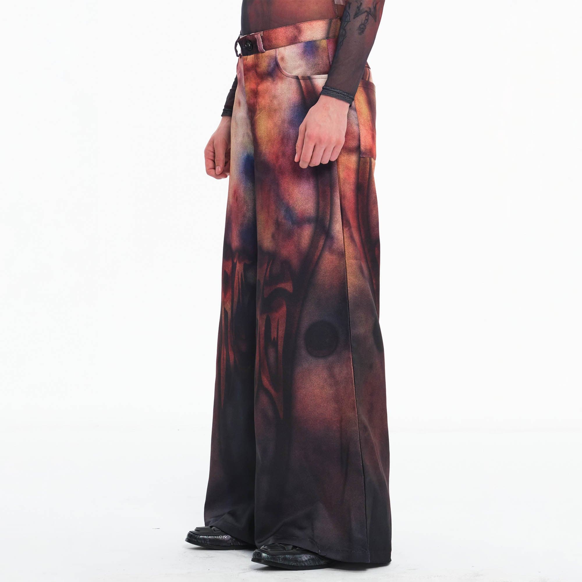 Wide-Leg Graffiti Airbrush Pants