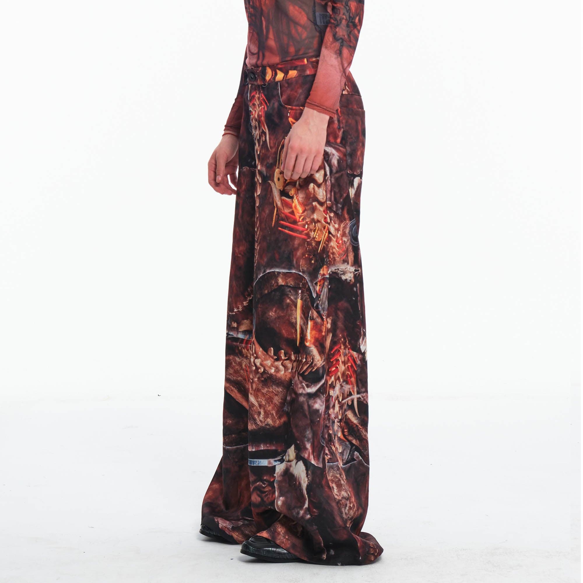 Wide-Leg Monster Print Trousers