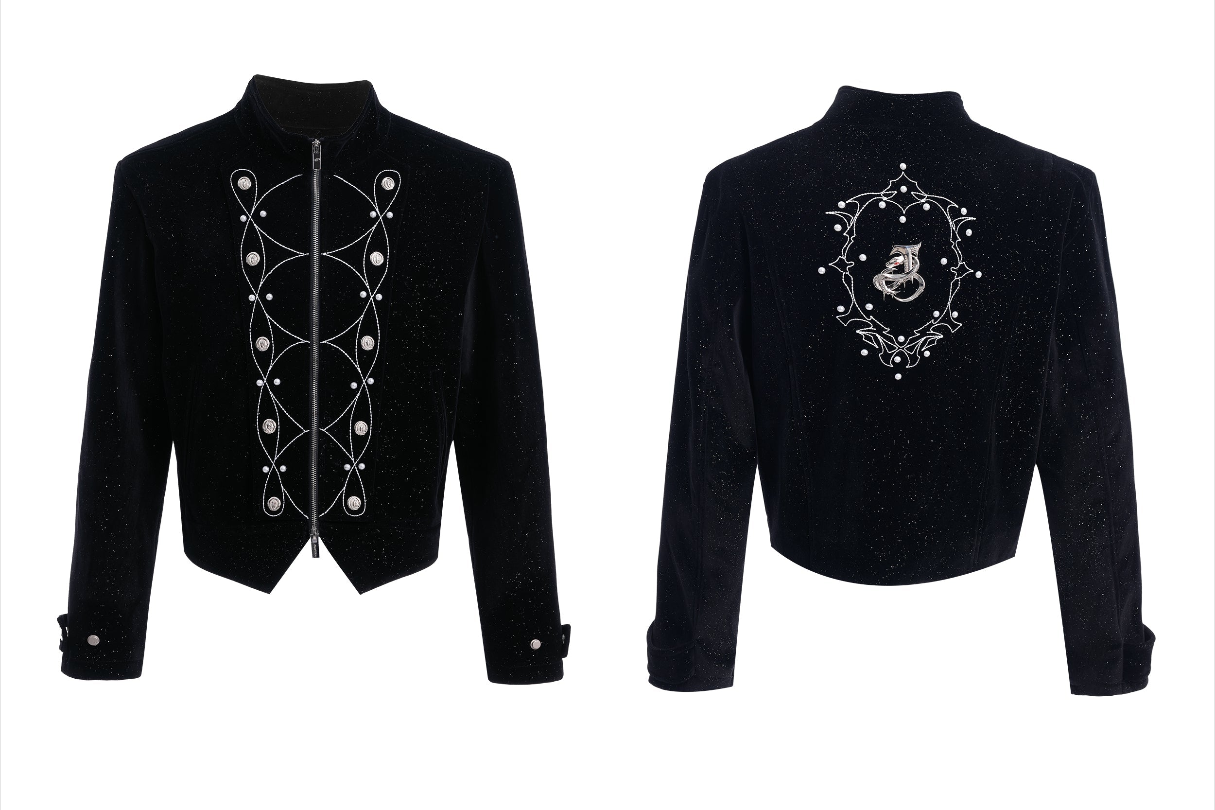 Royal Velvet Chain Military Jacket