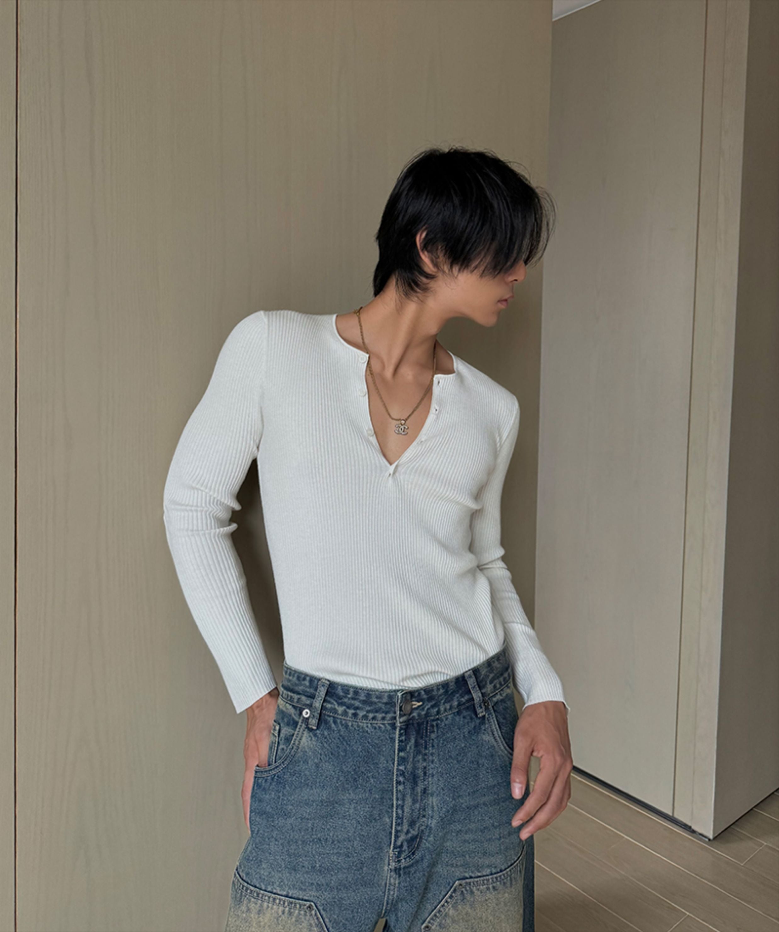 Ruched V-Neck Wrap Sweater Top