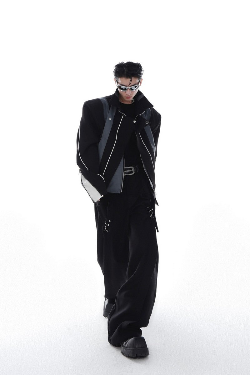 Layered Leather Jacket - chiclara