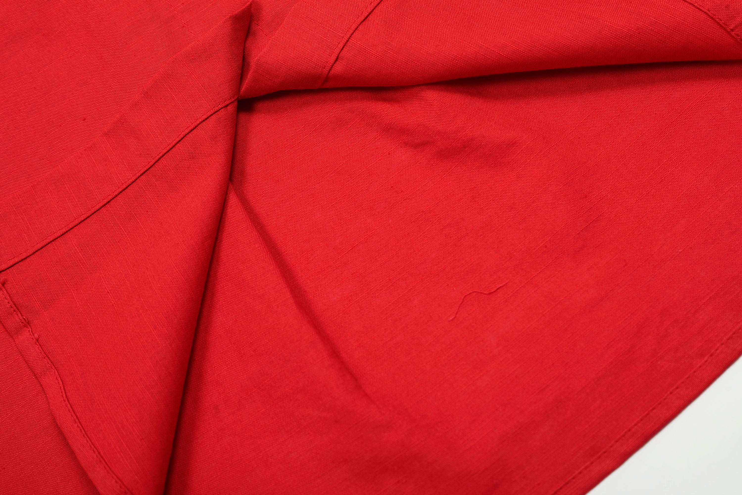 Red Embroidered Logo Button-Up Shirt