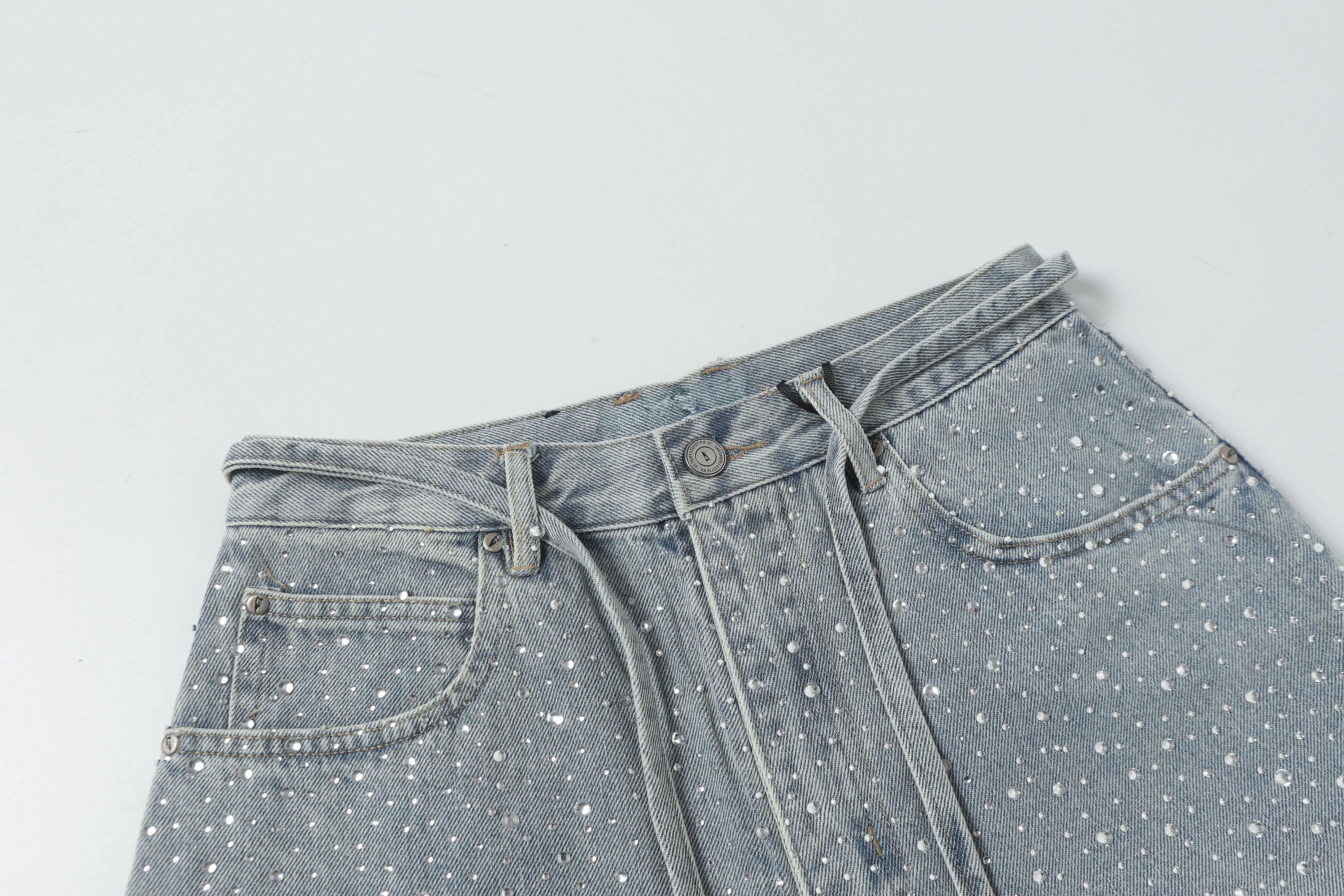 Rhinestone Studded Denim Shorts