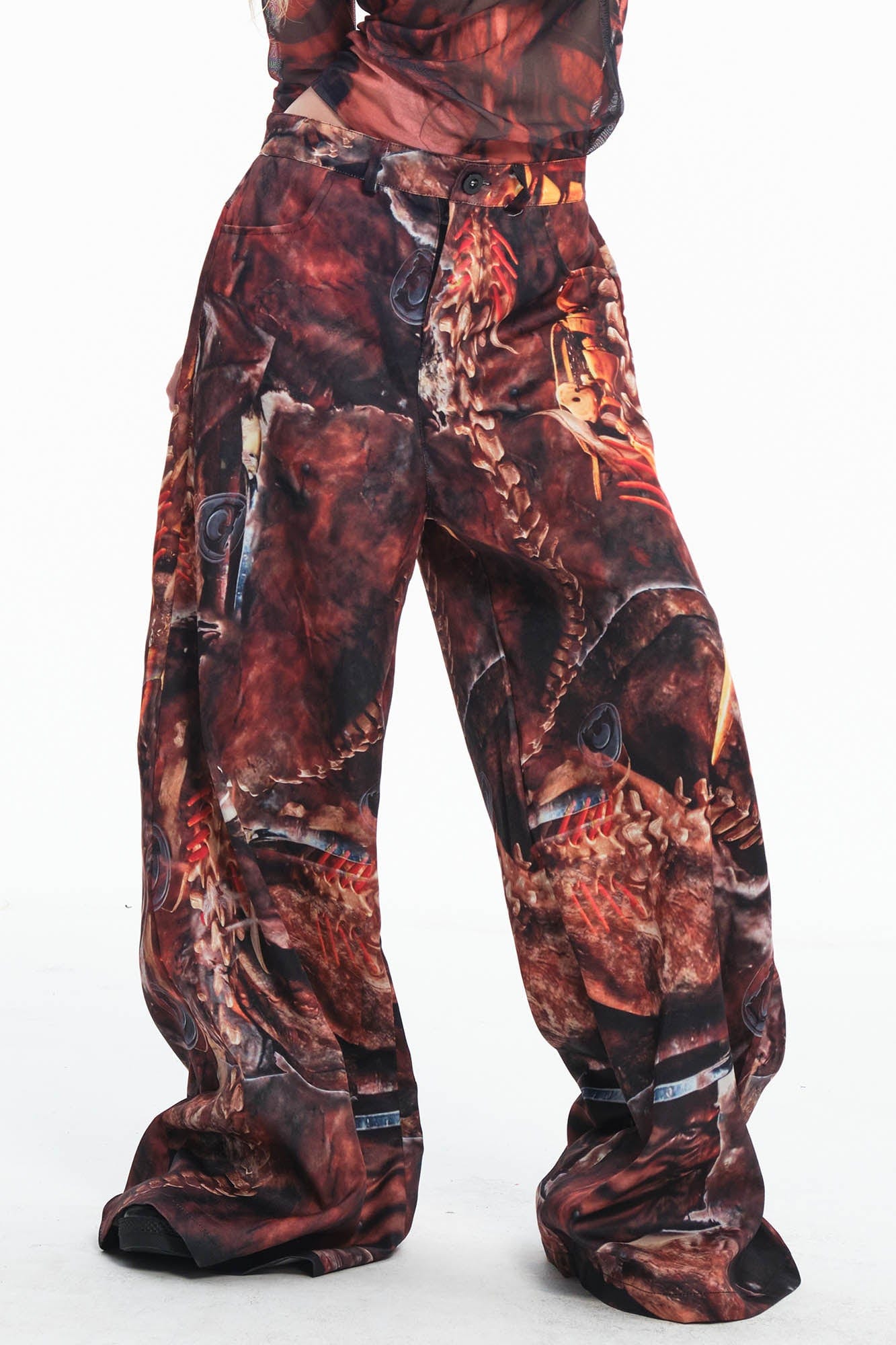 Wide-Leg Monster Print Trousers