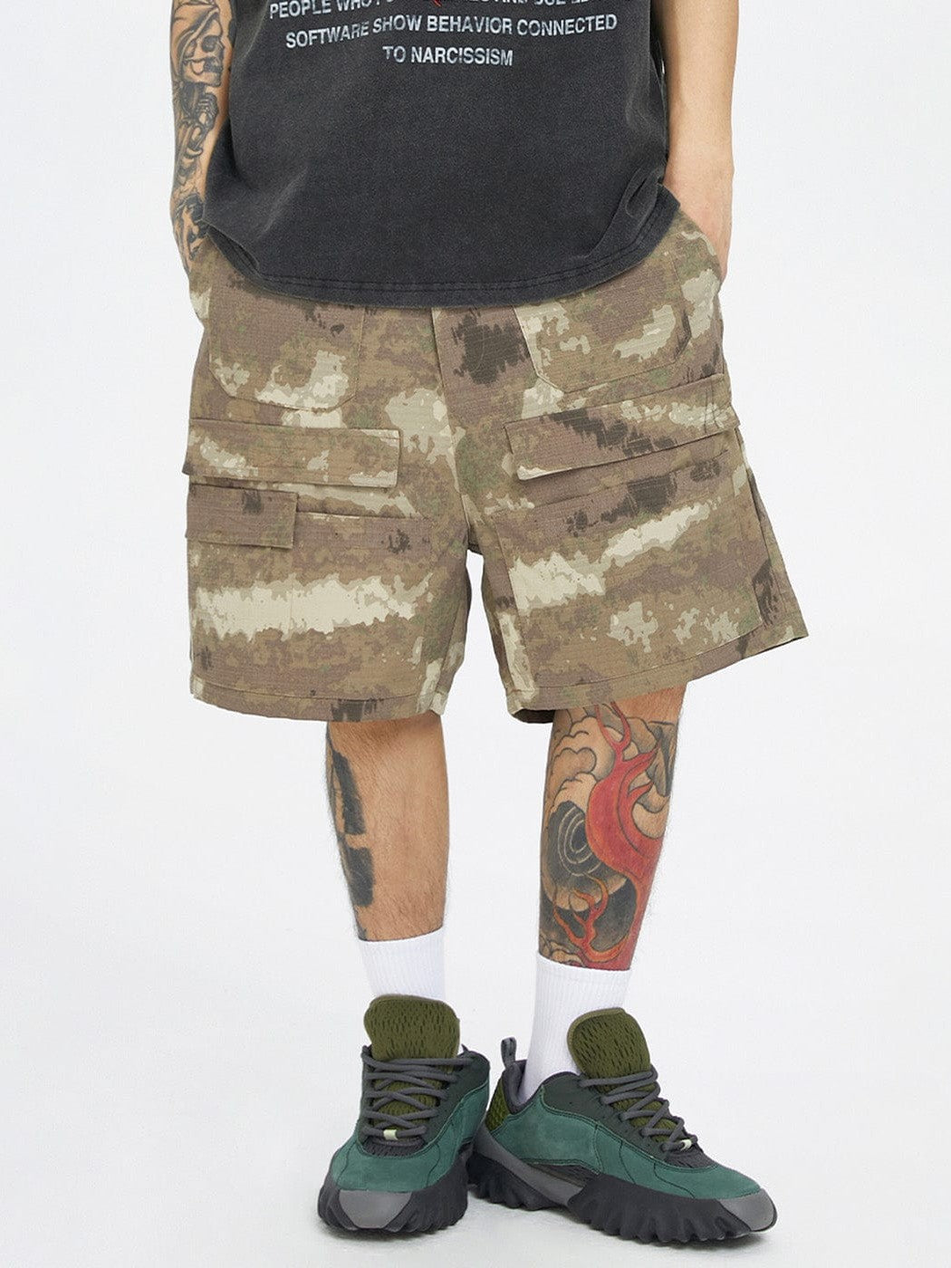 Retro Camo Cargo Shorts