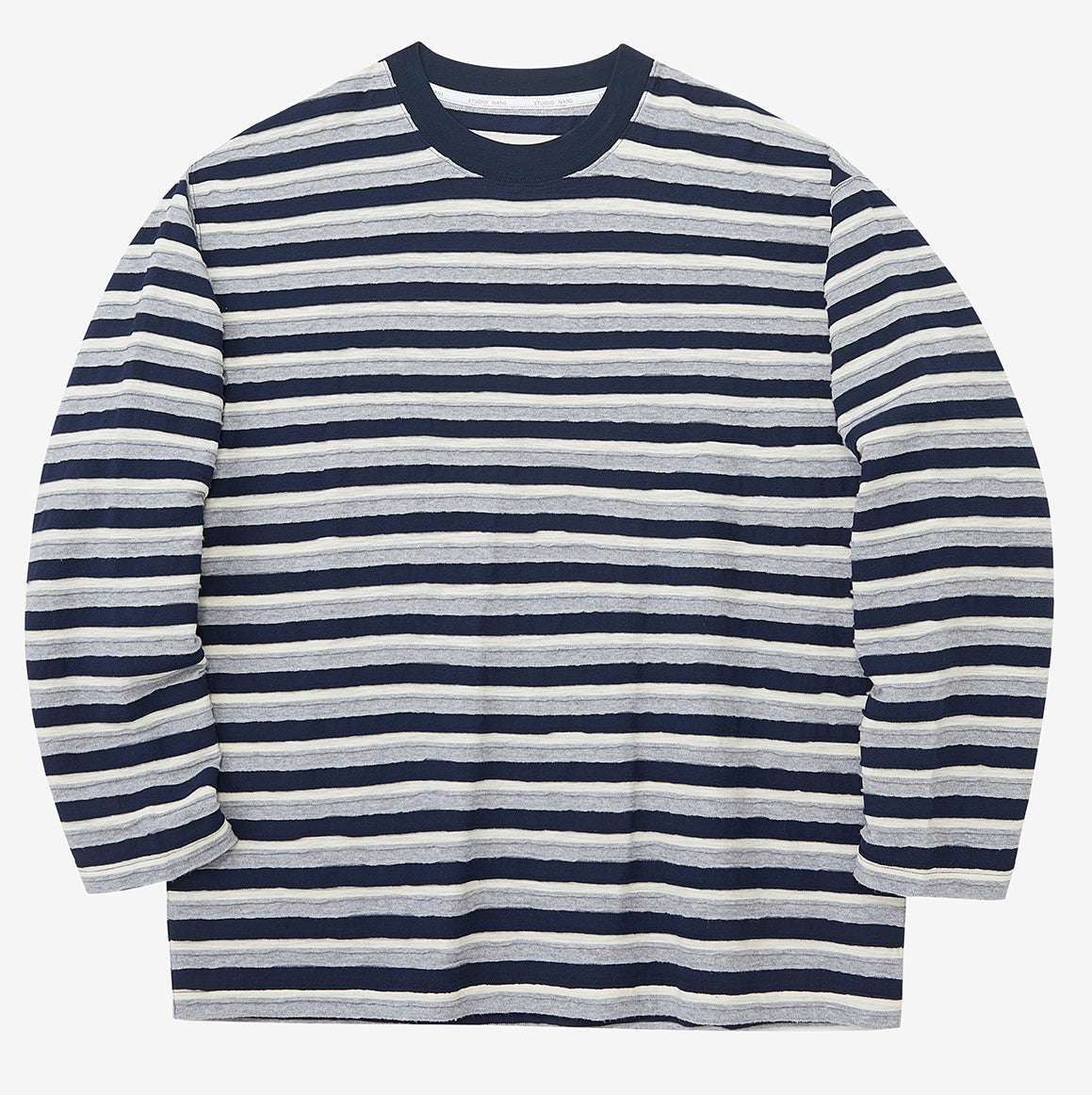 Round Neck Oversized Striped Long Sleeve Top