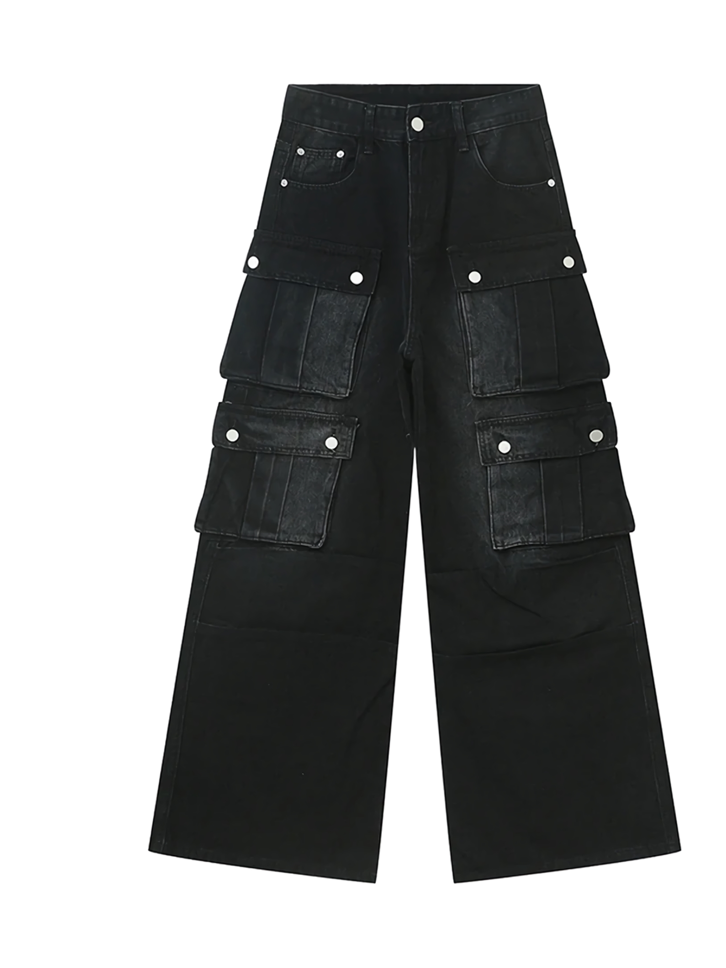 Black Multi-Pocket Cargo Jeans
