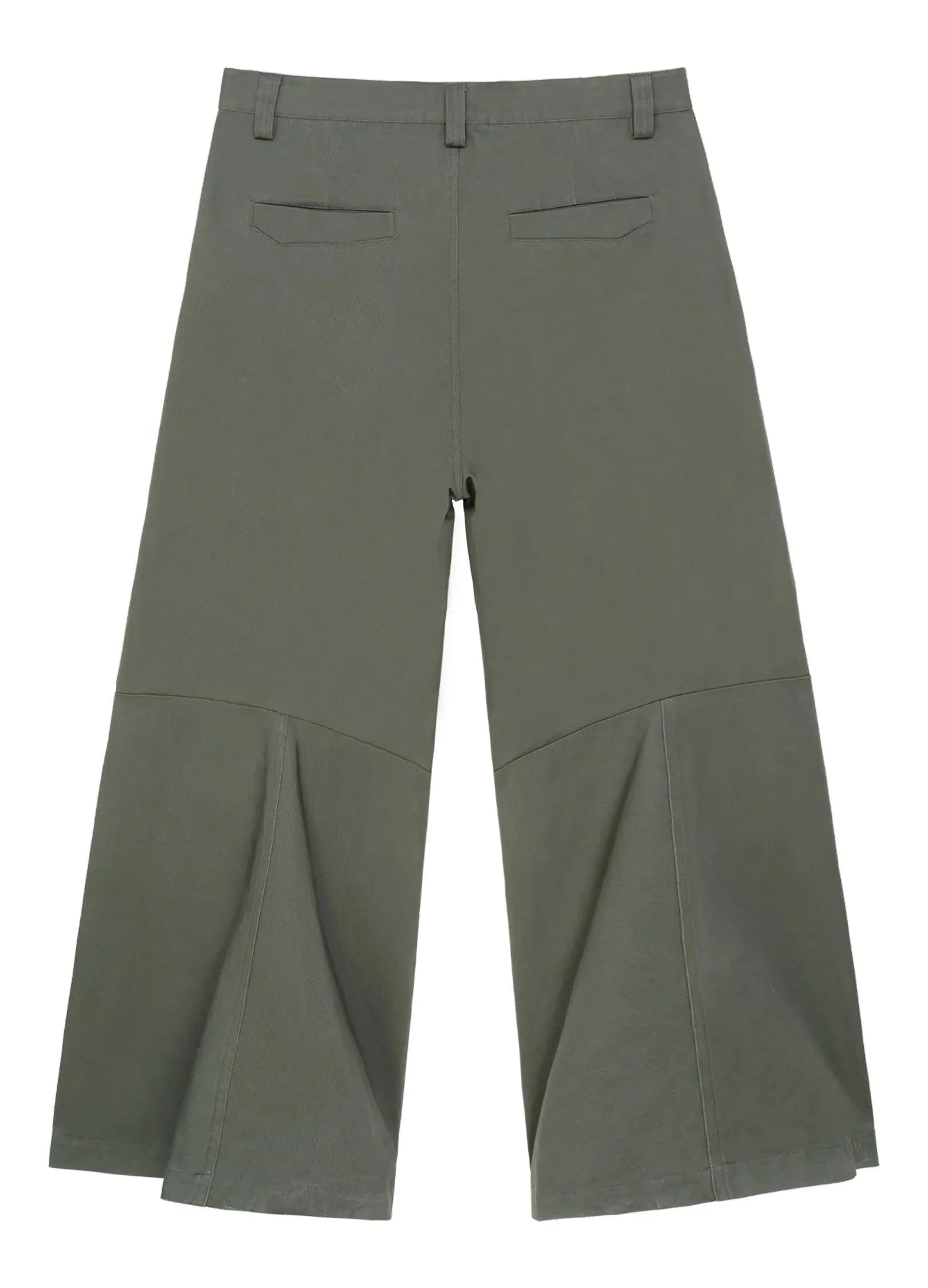 Wide-Leg Cotton Trousers with Darted Knees - chiclara