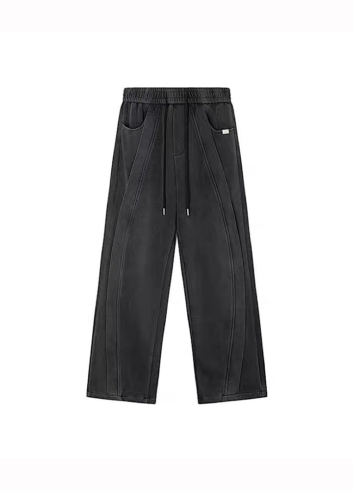 Wide-Leg Washed Drawstring Pants - chiclara