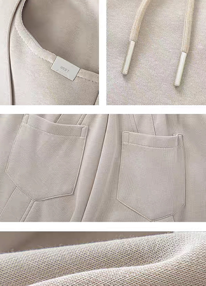 Wide-Leg Washed Drawstring Pants - chiclara