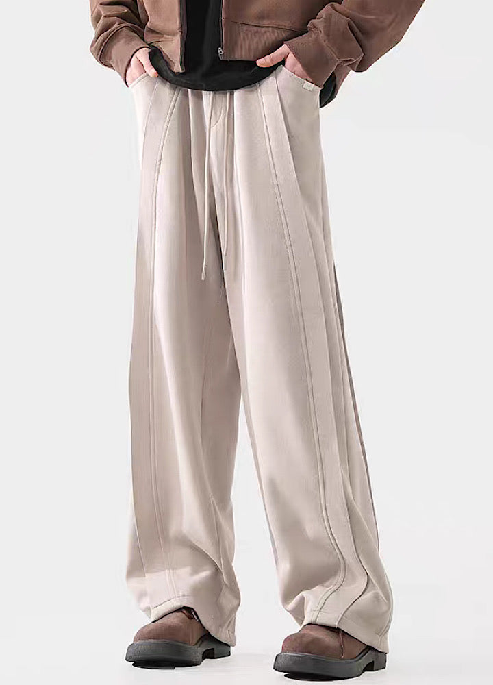 Wide-Leg Washed Drawstring Pants - chiclara