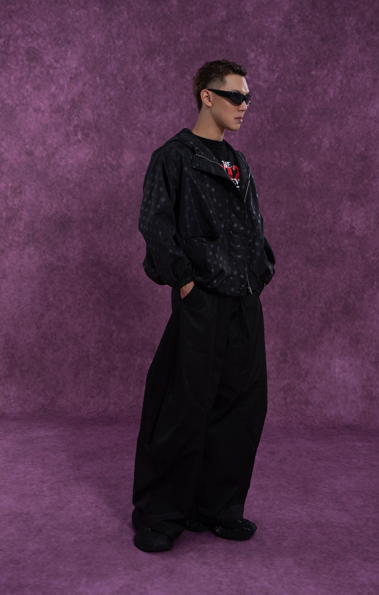 Black Dot Pattern Windbreaker