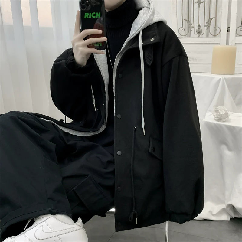 오버사이즈 울 후드 재킷
