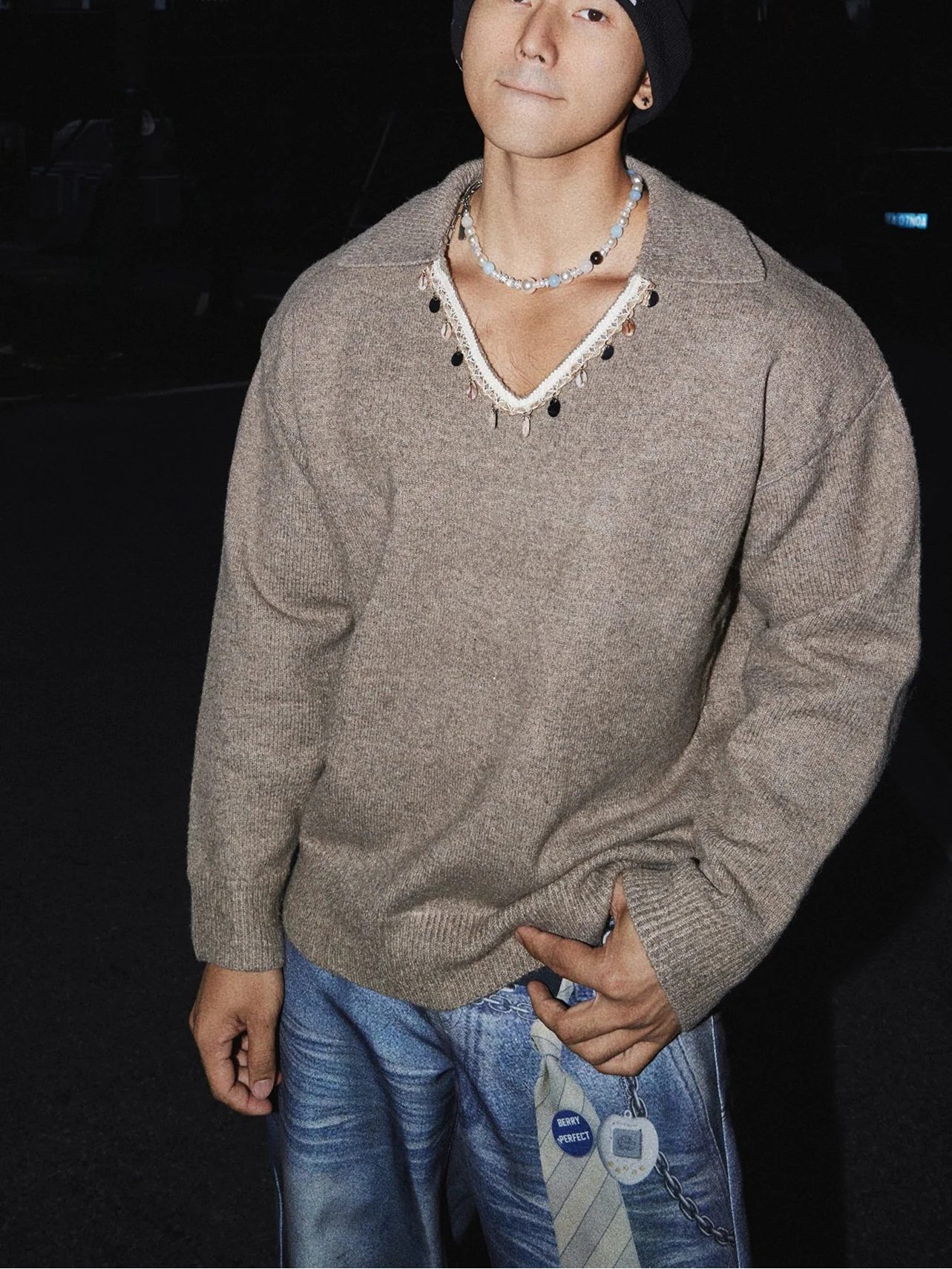 Twilight Sandstone Deep V Sweater