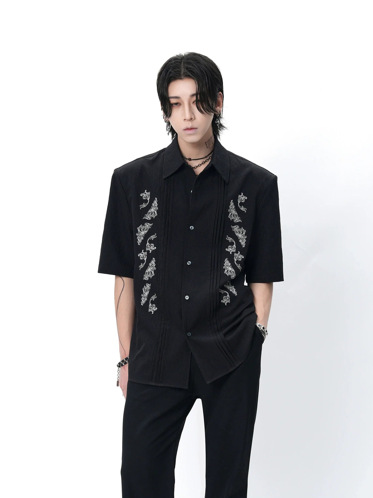 Dragon Embroidered Cuban Shirt