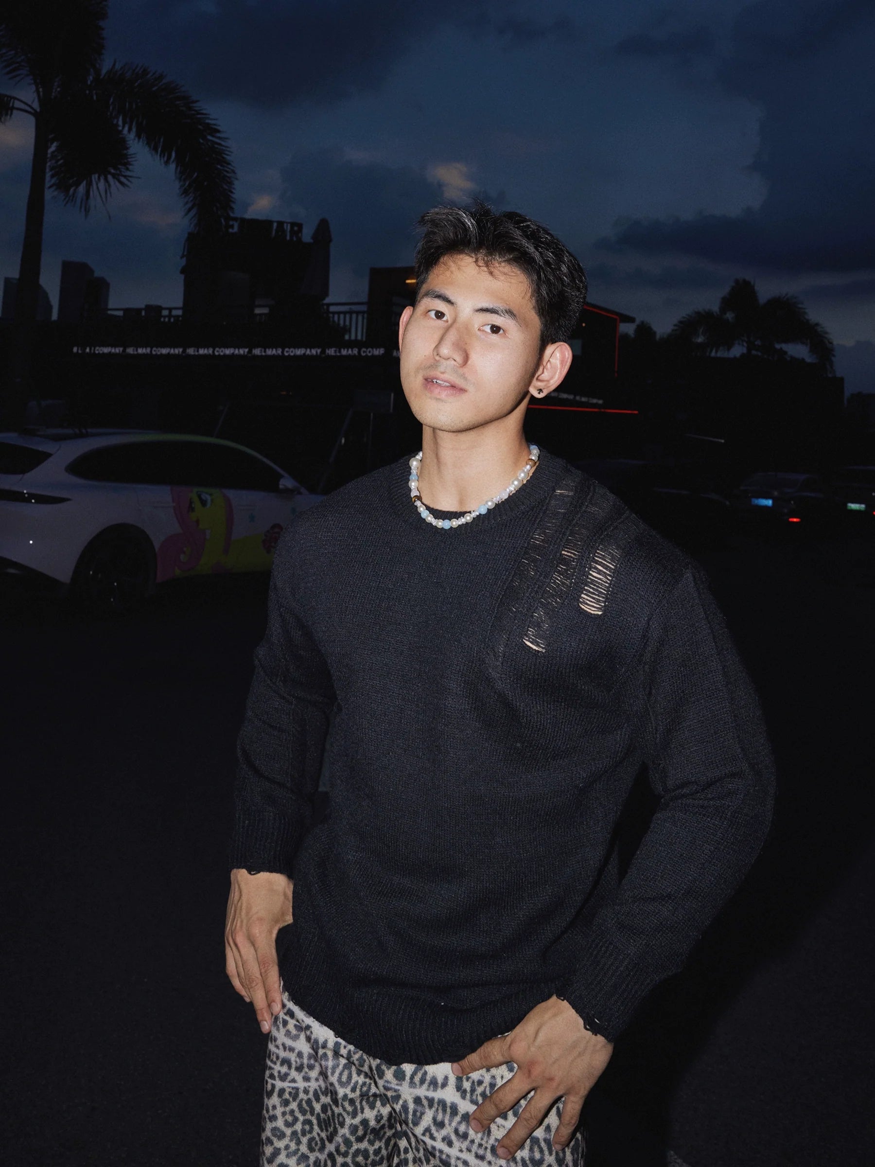 Misty Panel Textured Knit Sweater