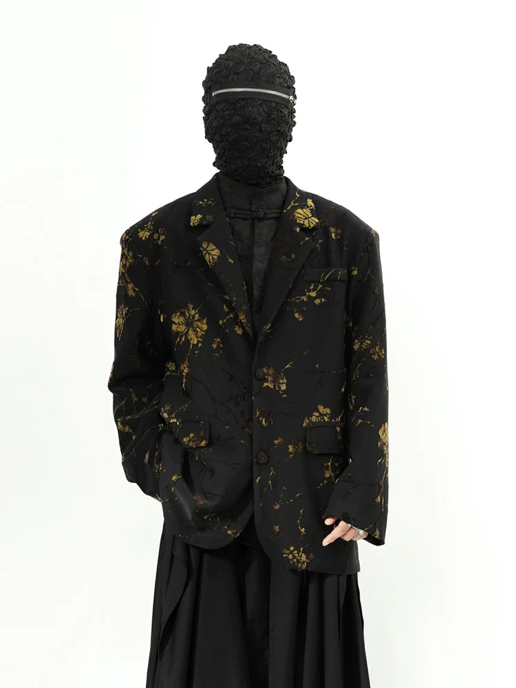 Black Gold Floral Blazer Jacket