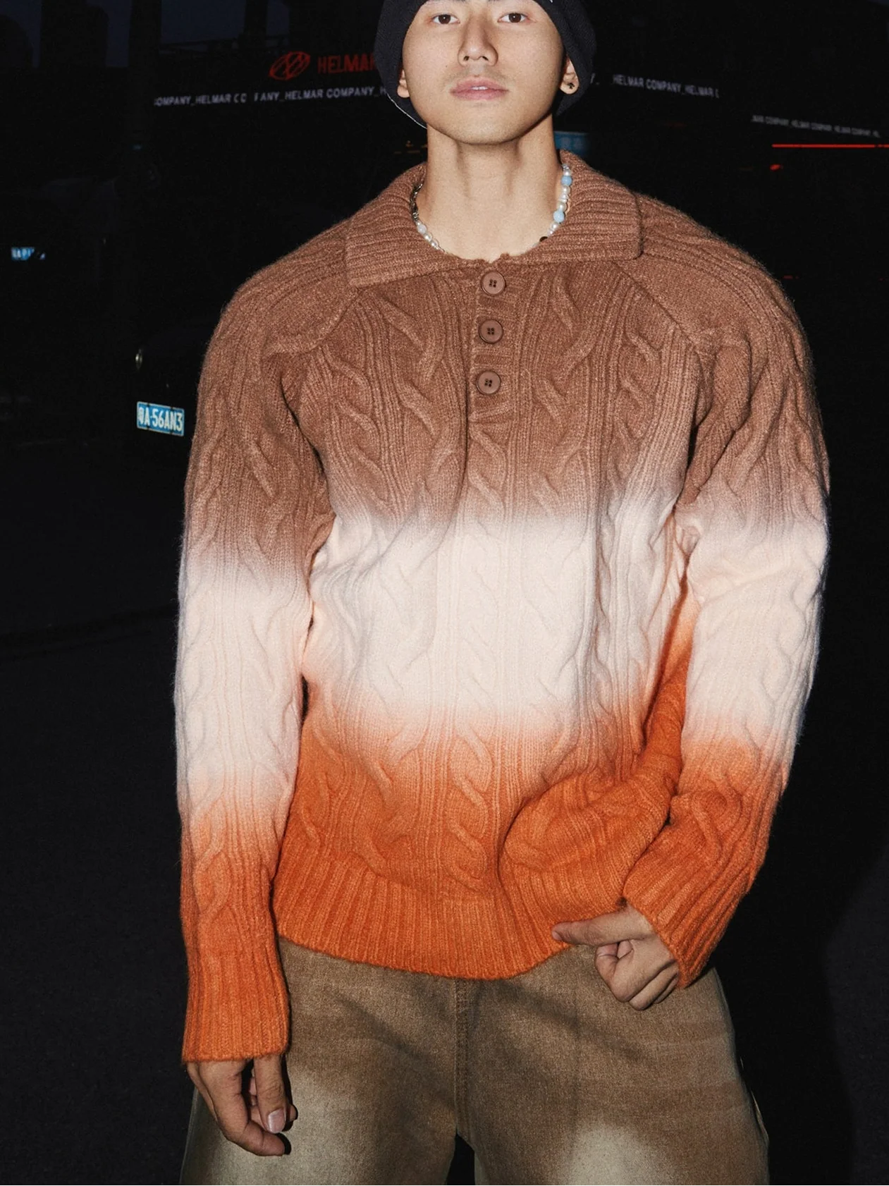 Sunset Fade Ombre Cable Knit Sweater