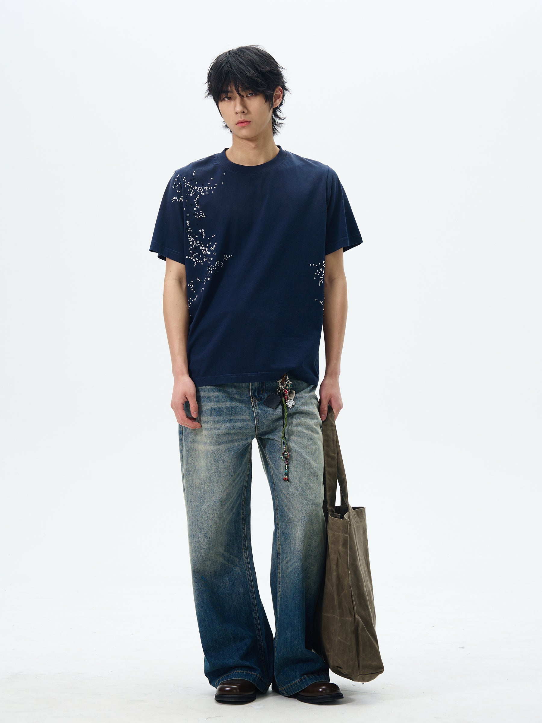 Distressed Gradient Wide-Leg Jeans