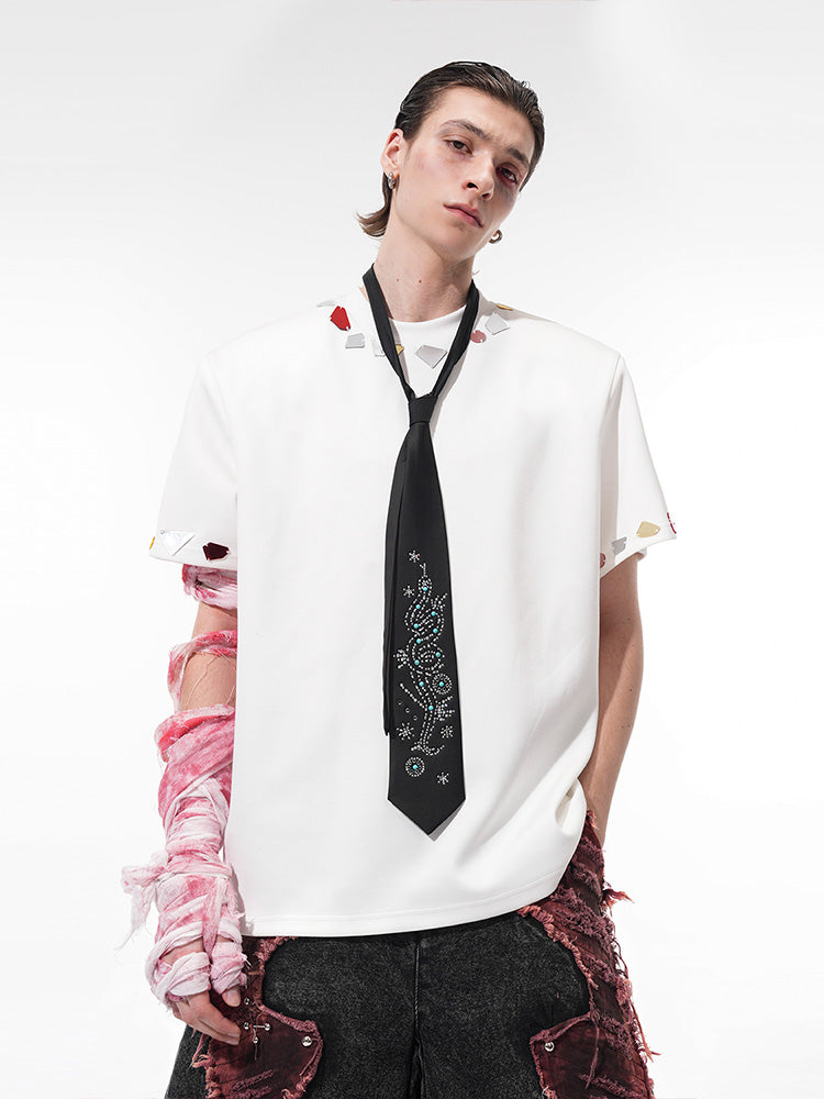 Geometric Crystal Collar T-Shirt