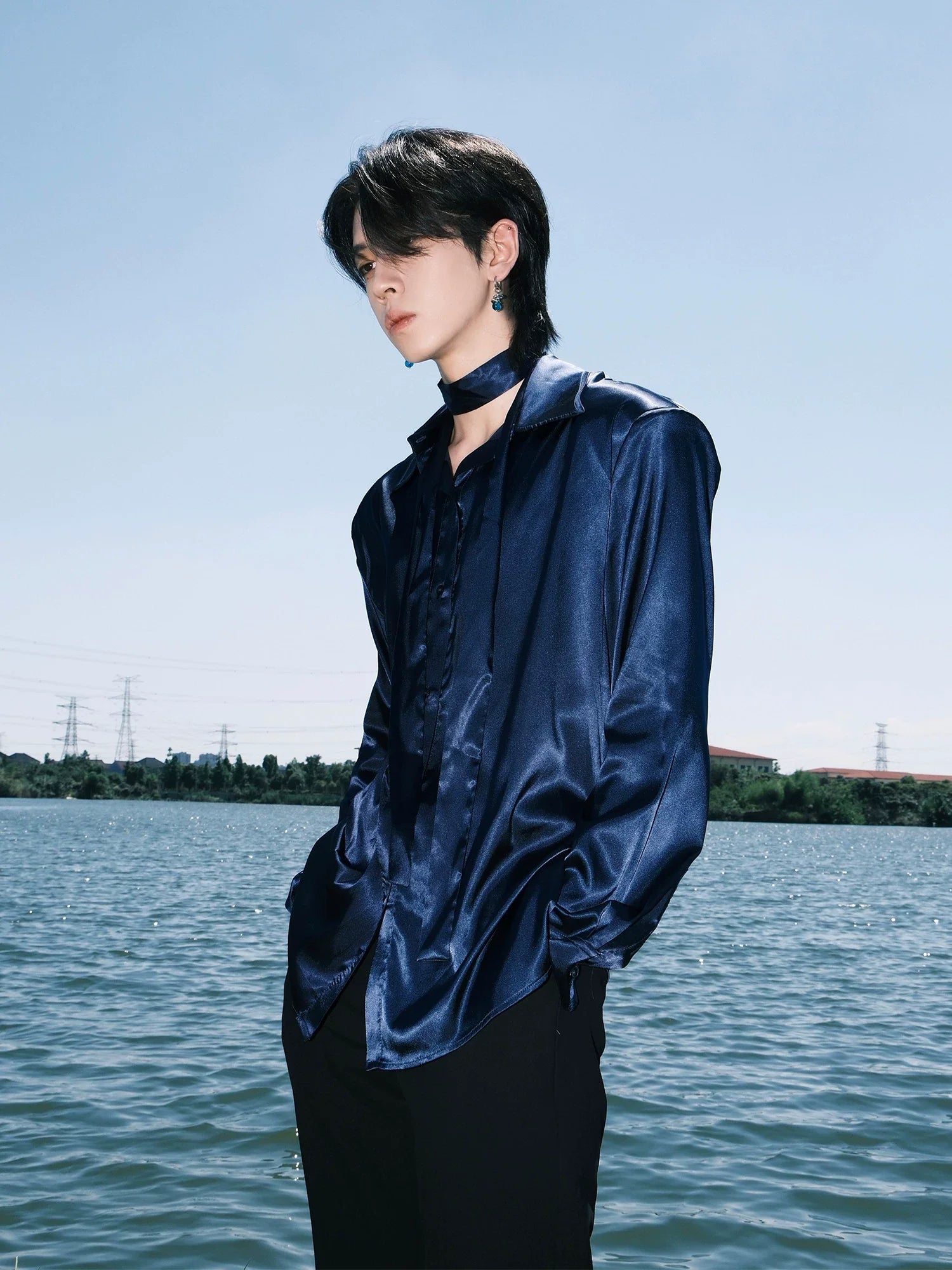 Satin Button-Up Shirt