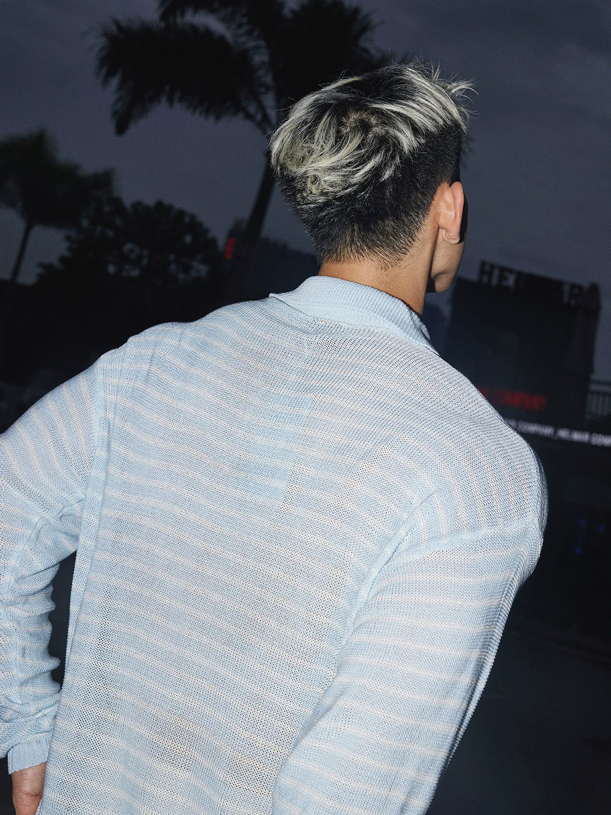 Textured Striped Polo Sweater