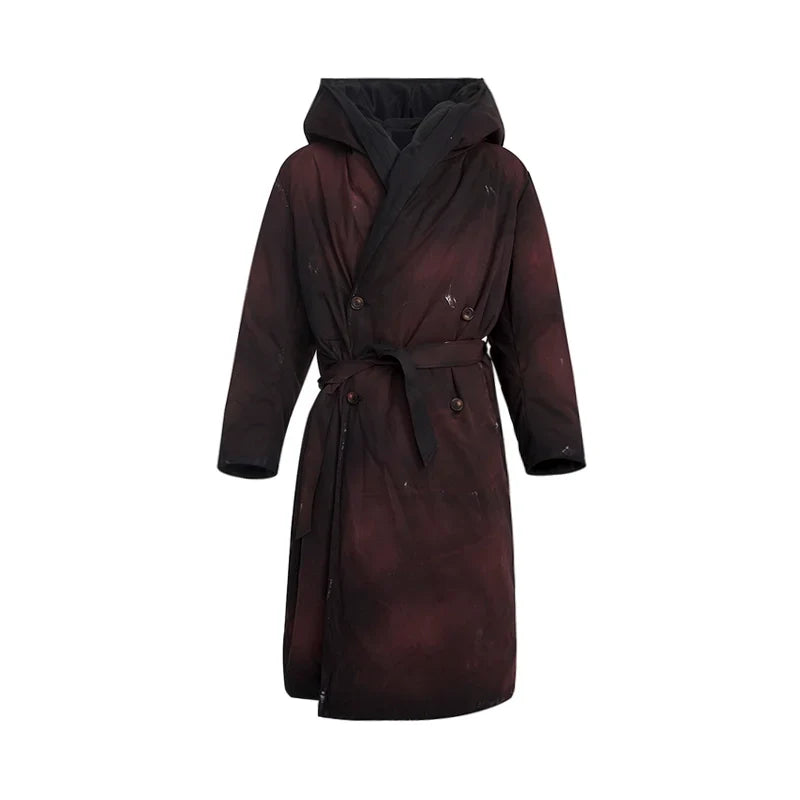 Distressed Hooded Trench Coat