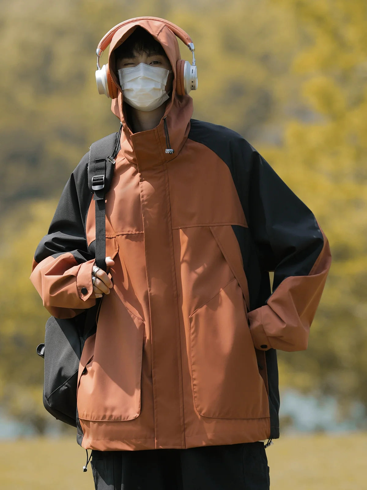 컬러블록 방풍 아웃도어 재킷