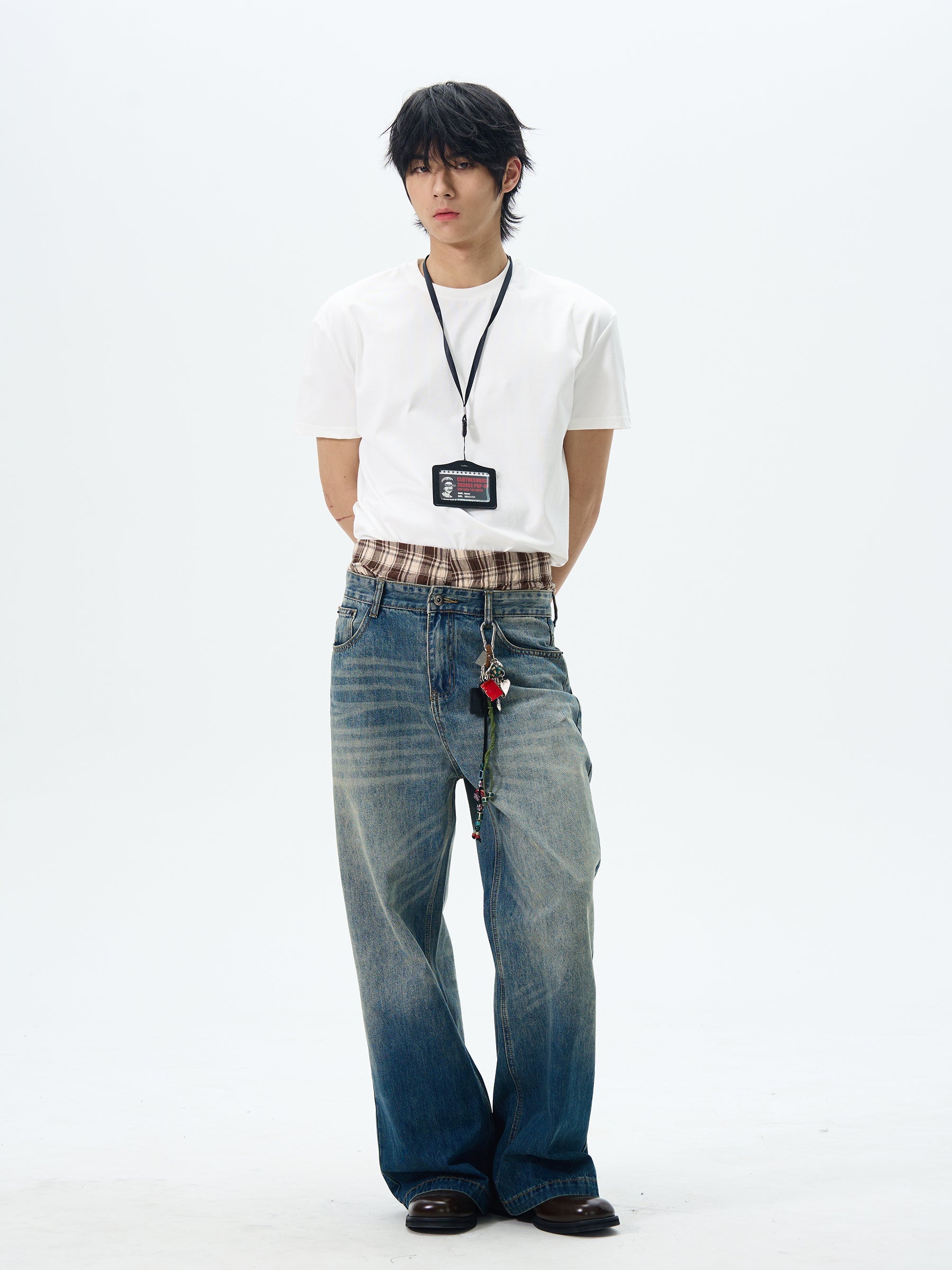 Distressed Gradient Wide-Leg Jeans