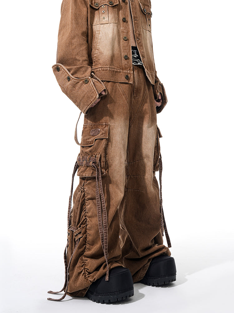 Brown Washed Denim Jacket and Jeans Setup