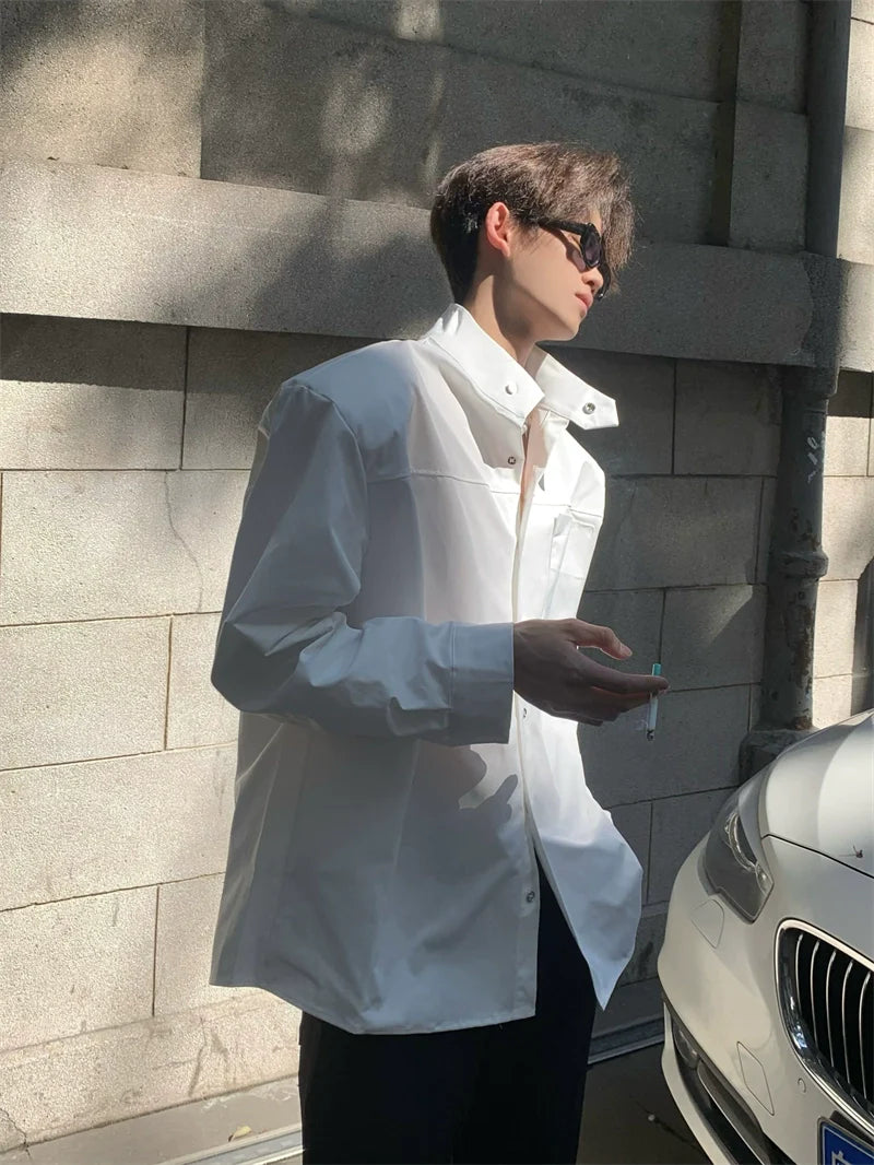 오버사이즈 스탠드 칼라 셔츠