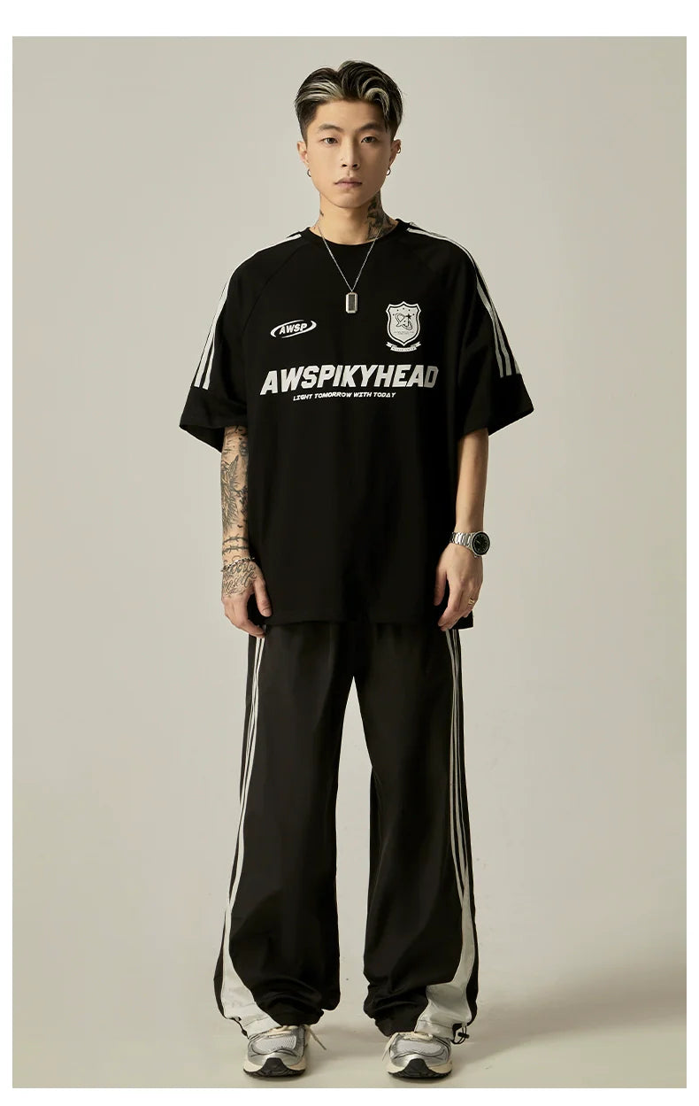 Oversized Grey Athletic Logo T-Shirt