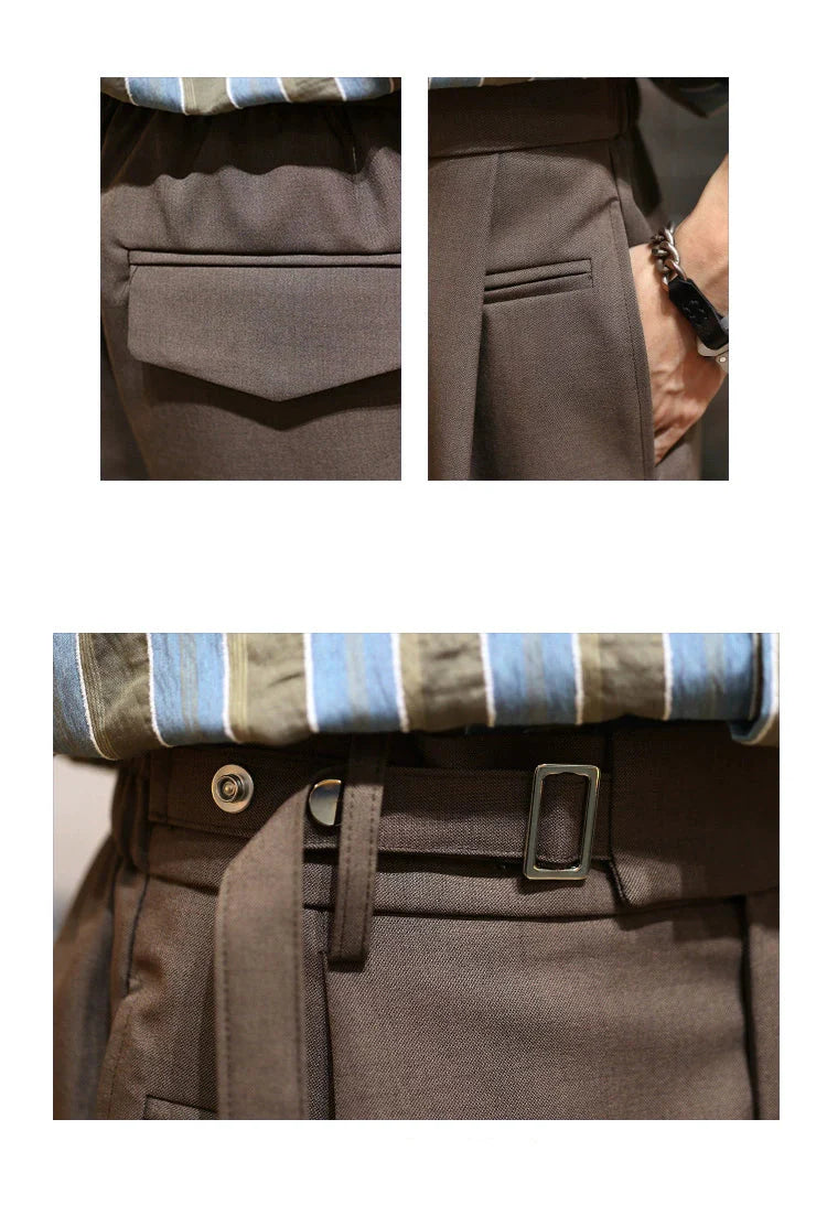 Retro Belted Mid-length Shorts