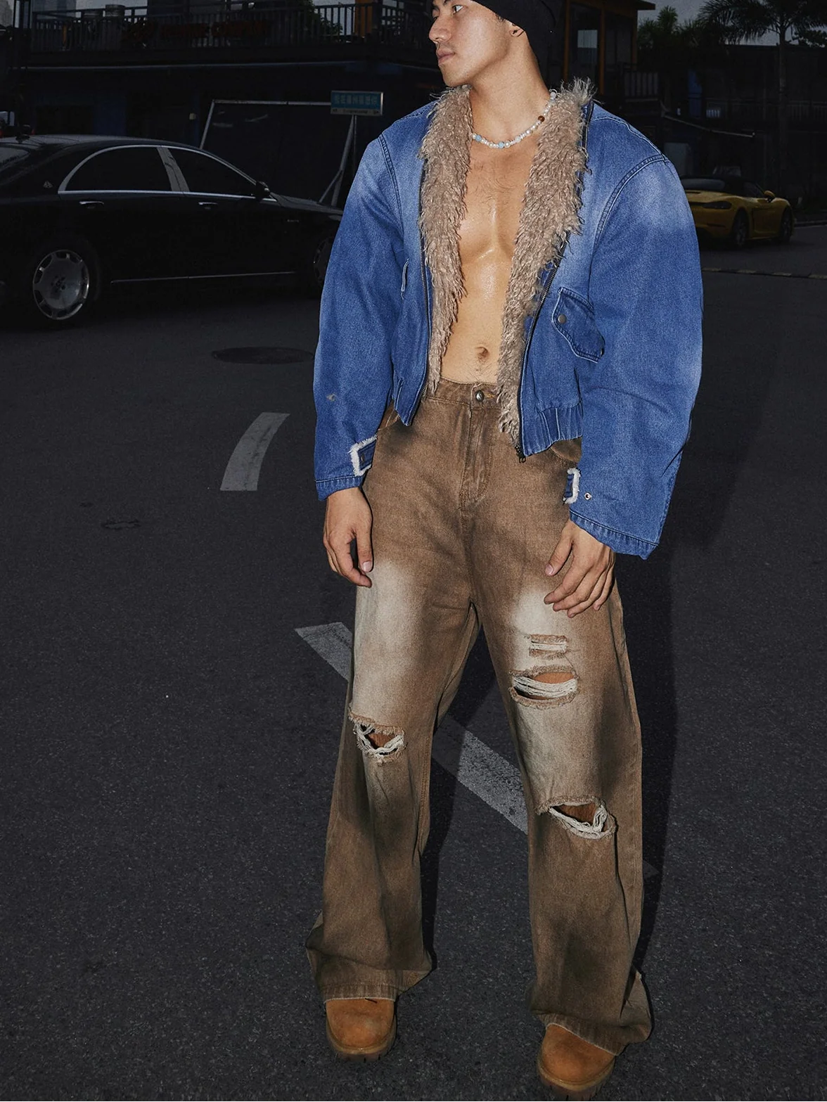 Frosted Rebel Shearling Denim Jacket