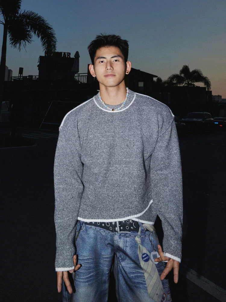 Moonlit Edge Raw Knit Sweater