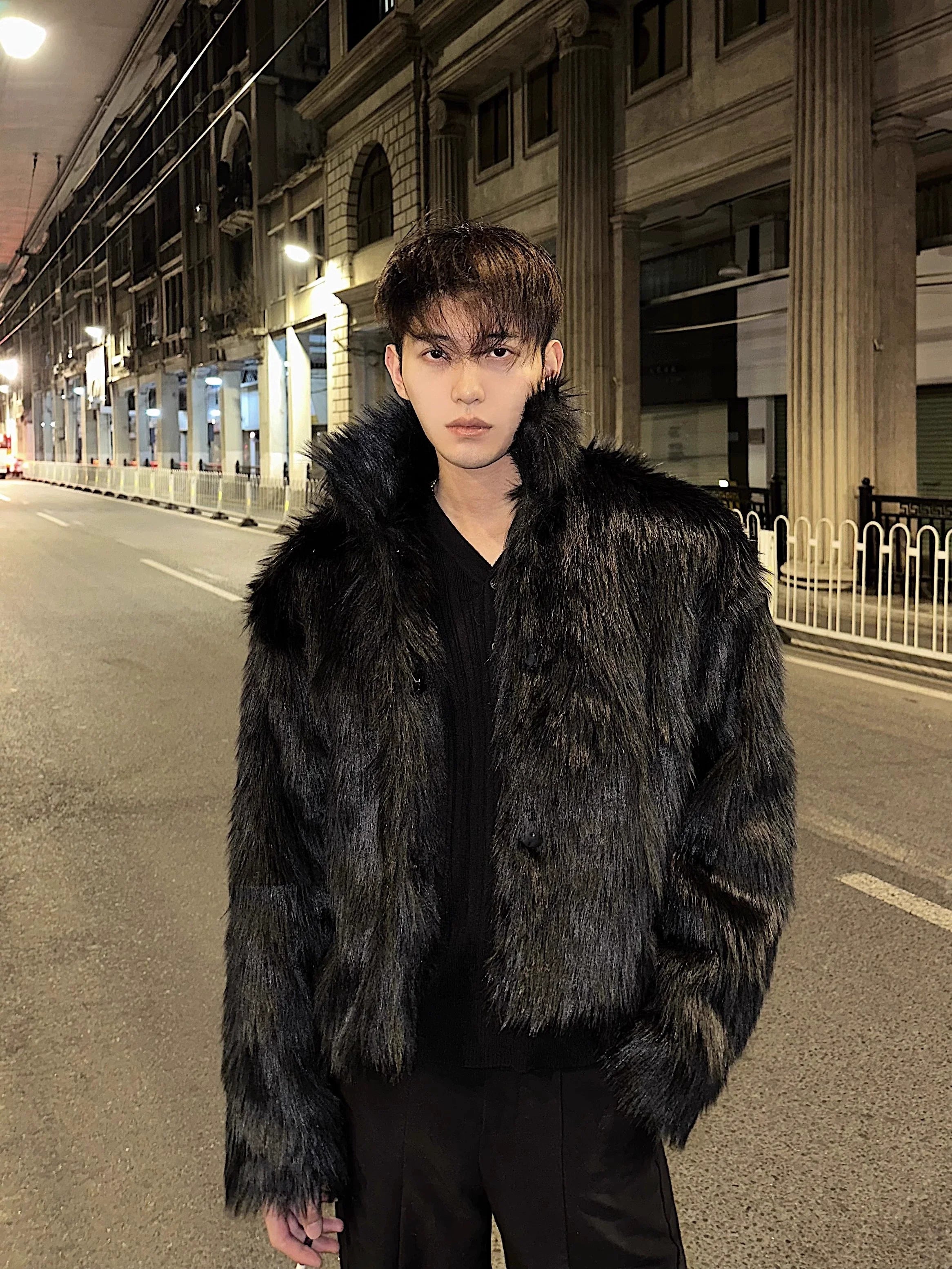 Plush Faux Fur Hooded Coat