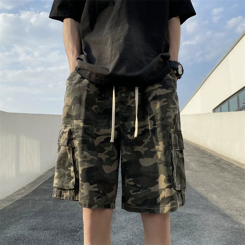Camo Cargo Drawstring Shorts