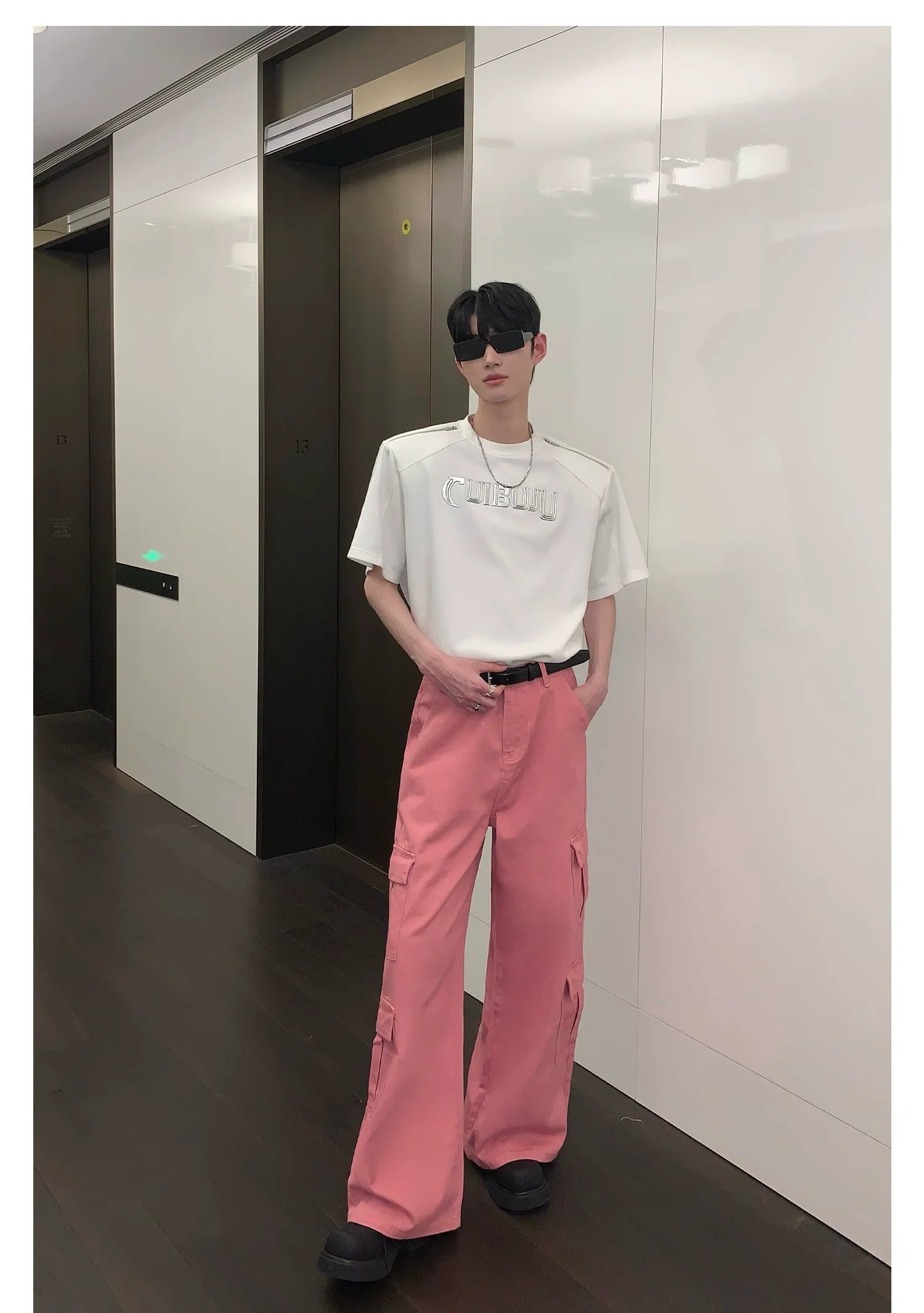 Pink Wide-Leg Cargo Pants