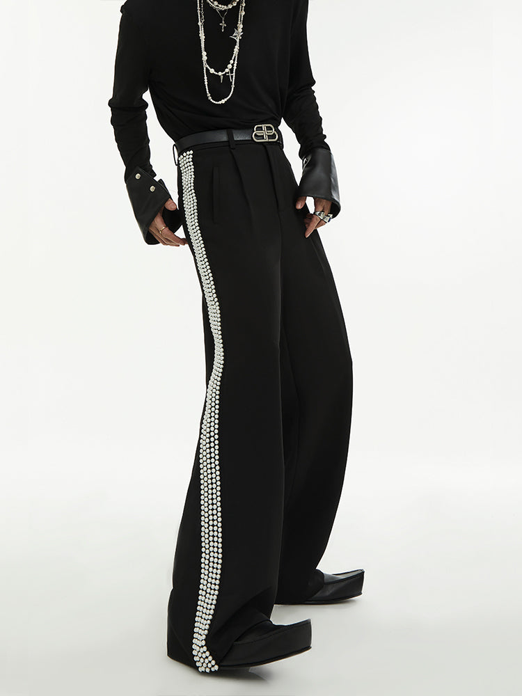 Crystal Stripe Wide-Leg Pants