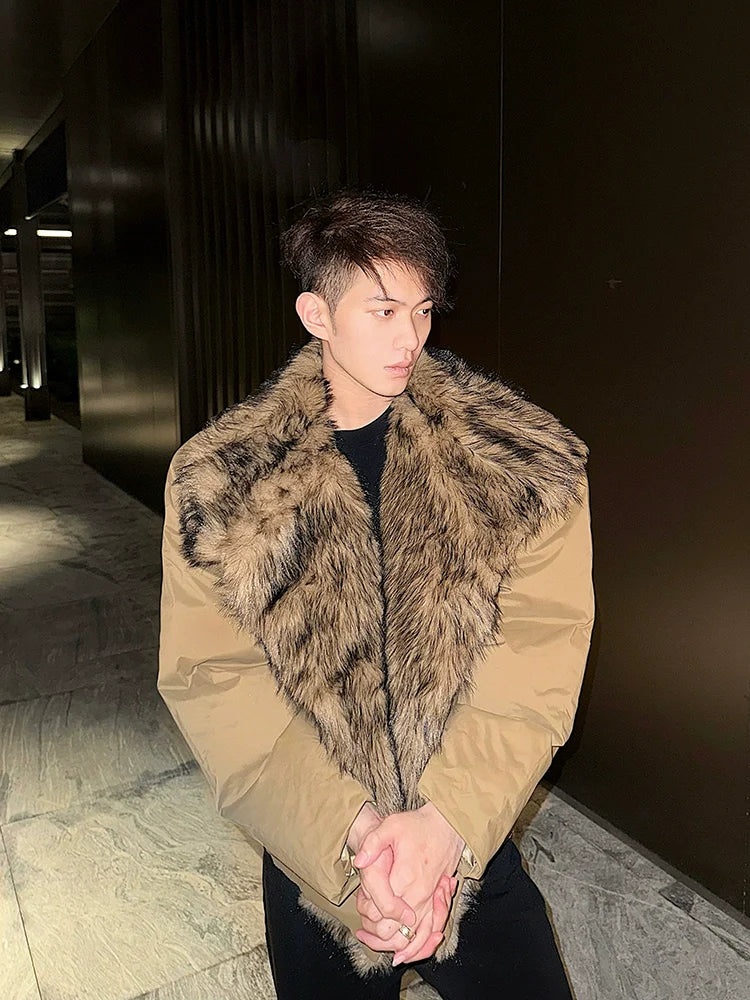 Black Bomber Jacket with Faux Fur Lapel