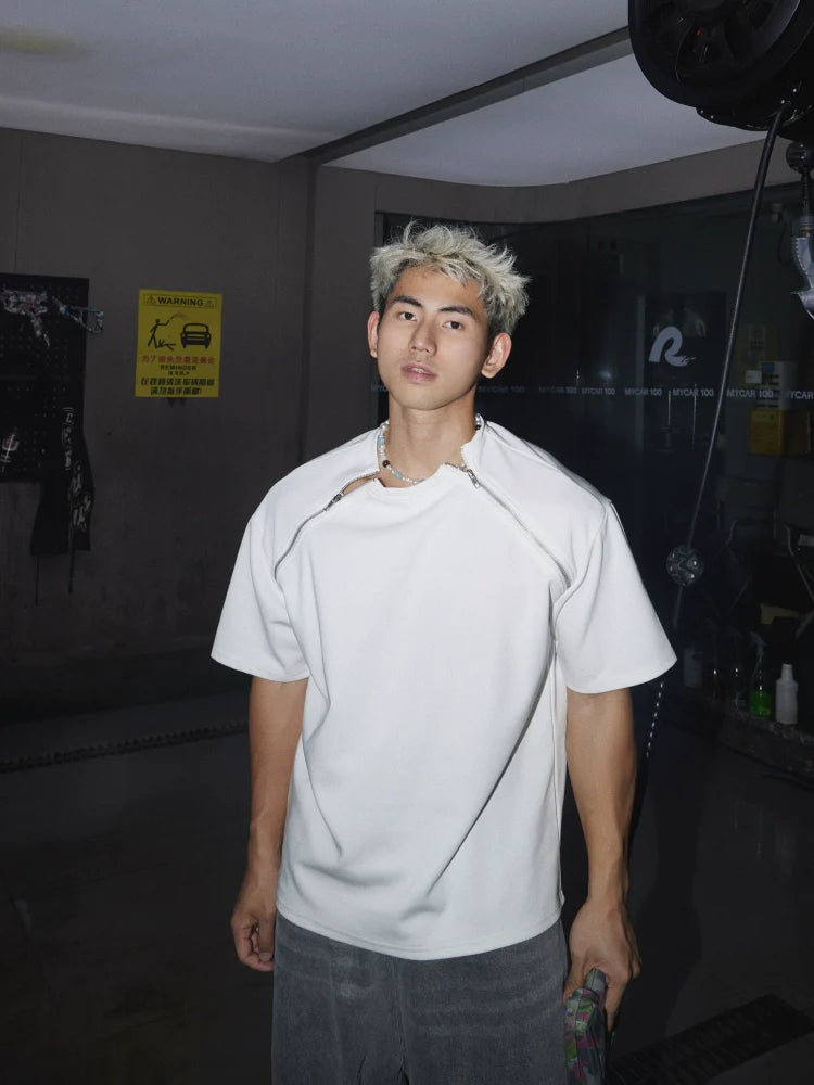 오버사이즈 지퍼 디테일 티셔츠